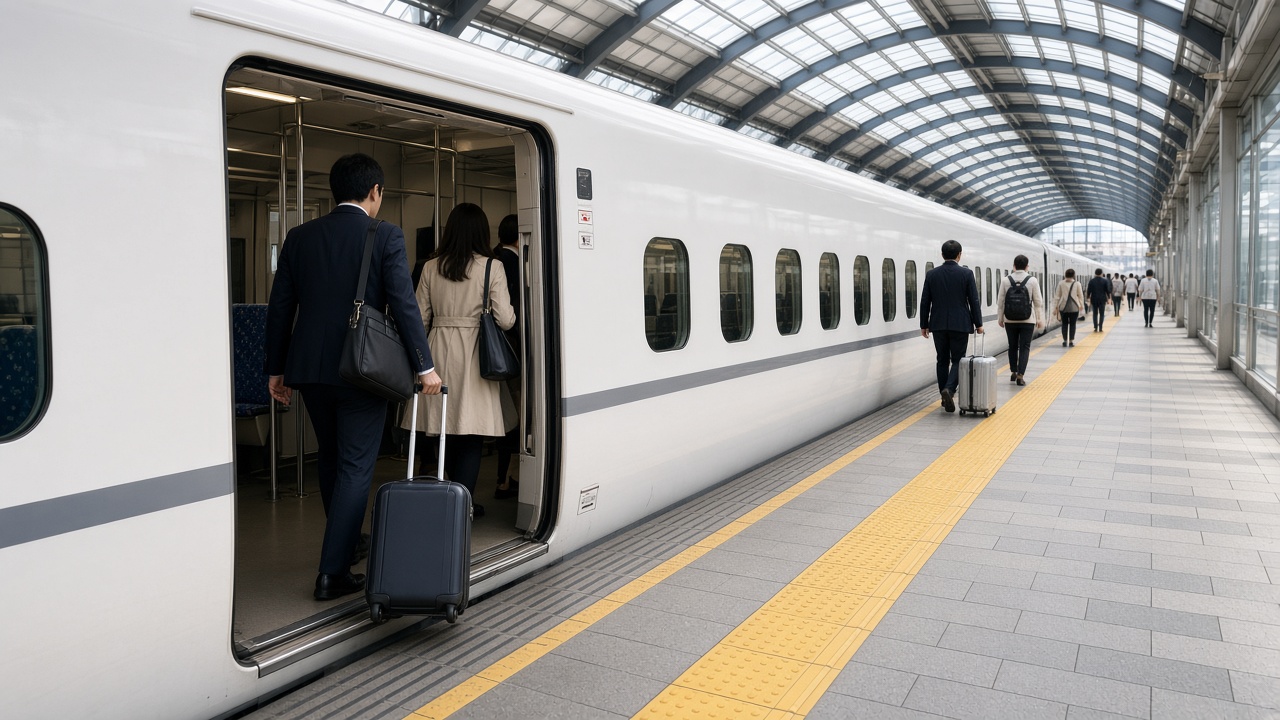 東京駅ホームからの新幹線乗車
